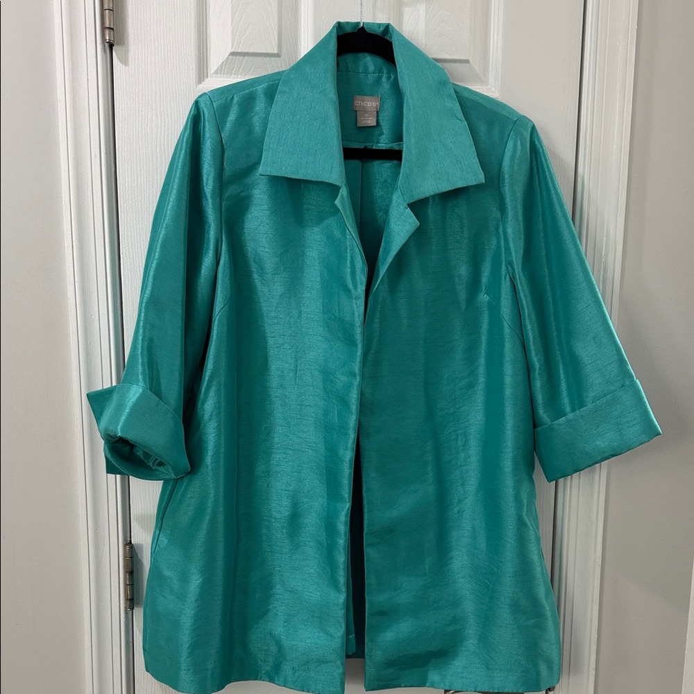 Chico's Teal open front coat jacket 1P